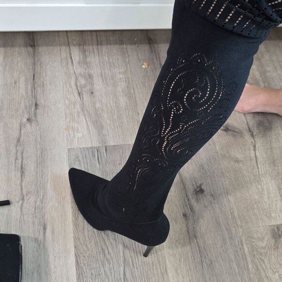 Donald Pliner Elektra thigh high sock heeled boots size 11 Over-The-Knee Boots - Picture 15 of 16